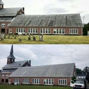 Before and after slate roof cleaning