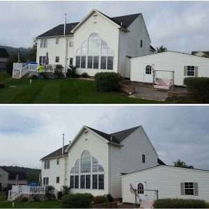 Pressure washing before and after